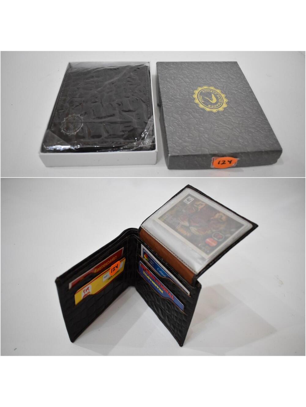 Andrue Handmade Italian Leather Crocodile Pressed Men Male Bifold Wallet 124